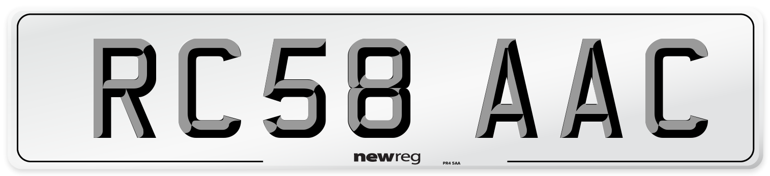 RC58 AAC Number Plate from New Reg